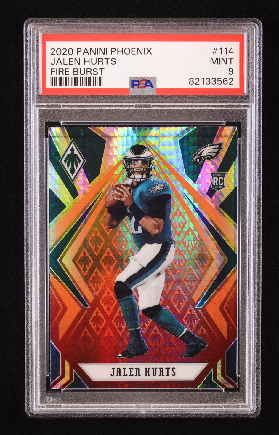 Jalen Hurts 2020 Panini Phoenix Fire Burst #114 RC (PSA 9) at PristineAuction.com Jalen Hurts 2020 Panini Phoenix Fire Burst #114 RC (PSA 9) at PristineAuction.com