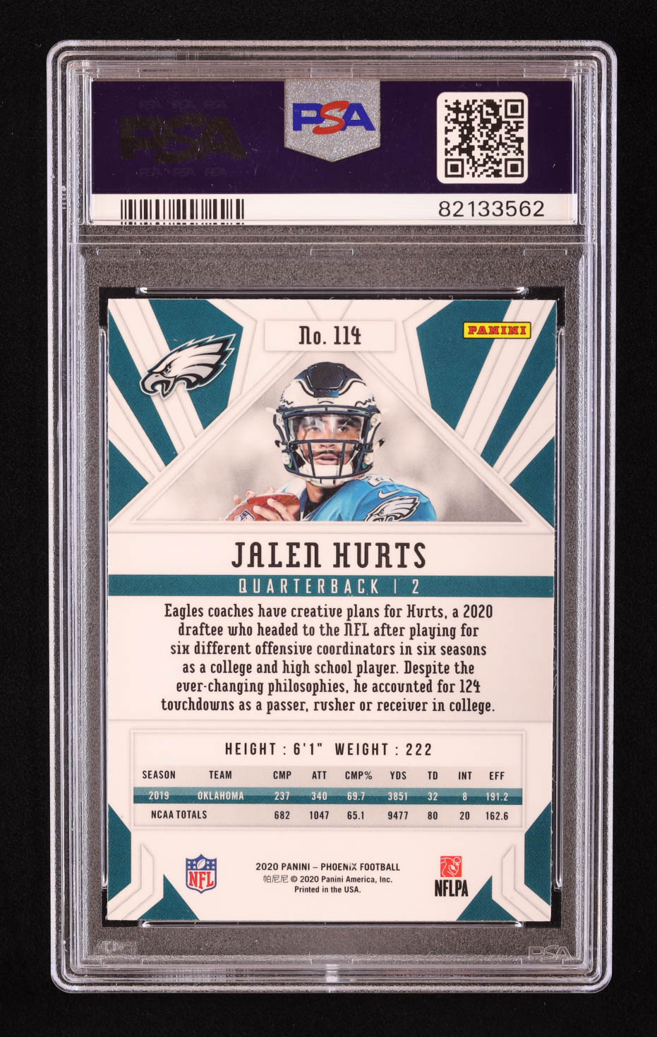 Jalen Hurts 2020 Panini Phoenix Fire Burst #114 RC (PSA 9) at PristineAuction.com Jalen Hurts 2020 Panini Phoenix Fire Burst #114 RC (PSA 9) at PristineAuction.com