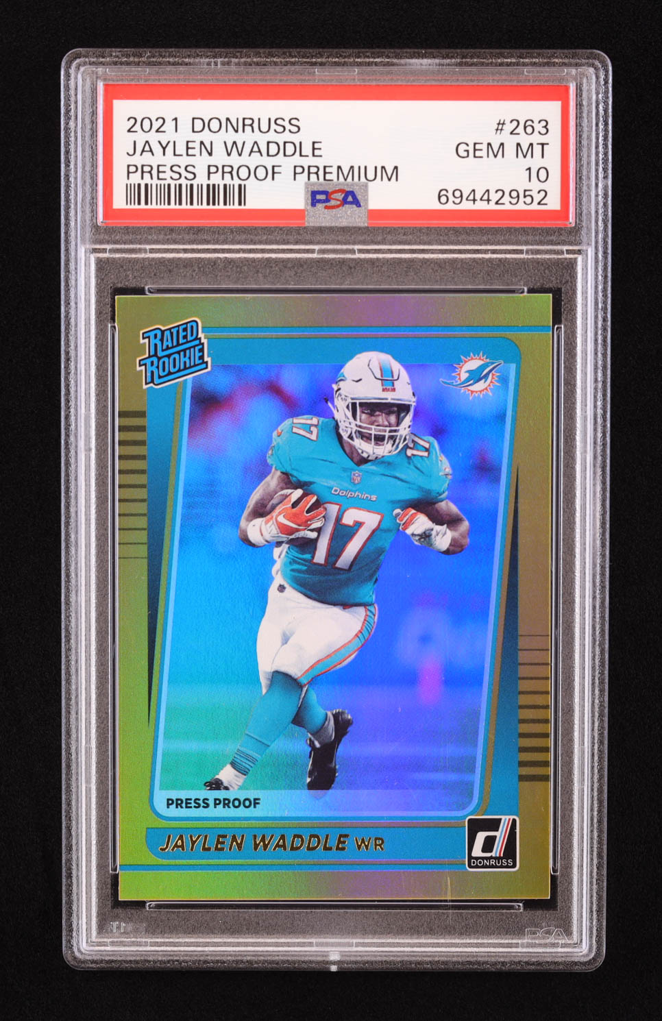 Jaylen Waddle 2021 Donruss Press Proof Premium #263 RR RC (PSA 10) at PristineAuction.com Jaylen Waddle 2021 Donruss Press Proof Premium #263 RR RC (PSA 10) at PristineAuction.com