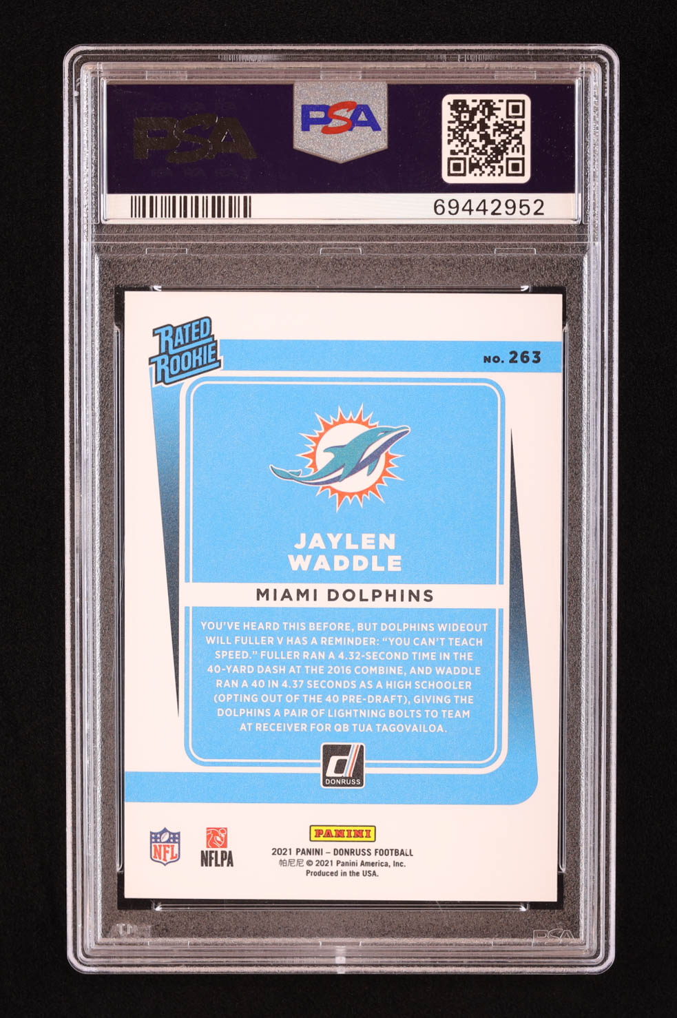 Jaylen Waddle 2021 Donruss Press Proof Premium #263 RR RC (PSA 10) at PristineAuction.com Jaylen Waddle 2021 Donruss Press Proof Premium #263 RR RC (PSA 10) at PristineAuction.com
