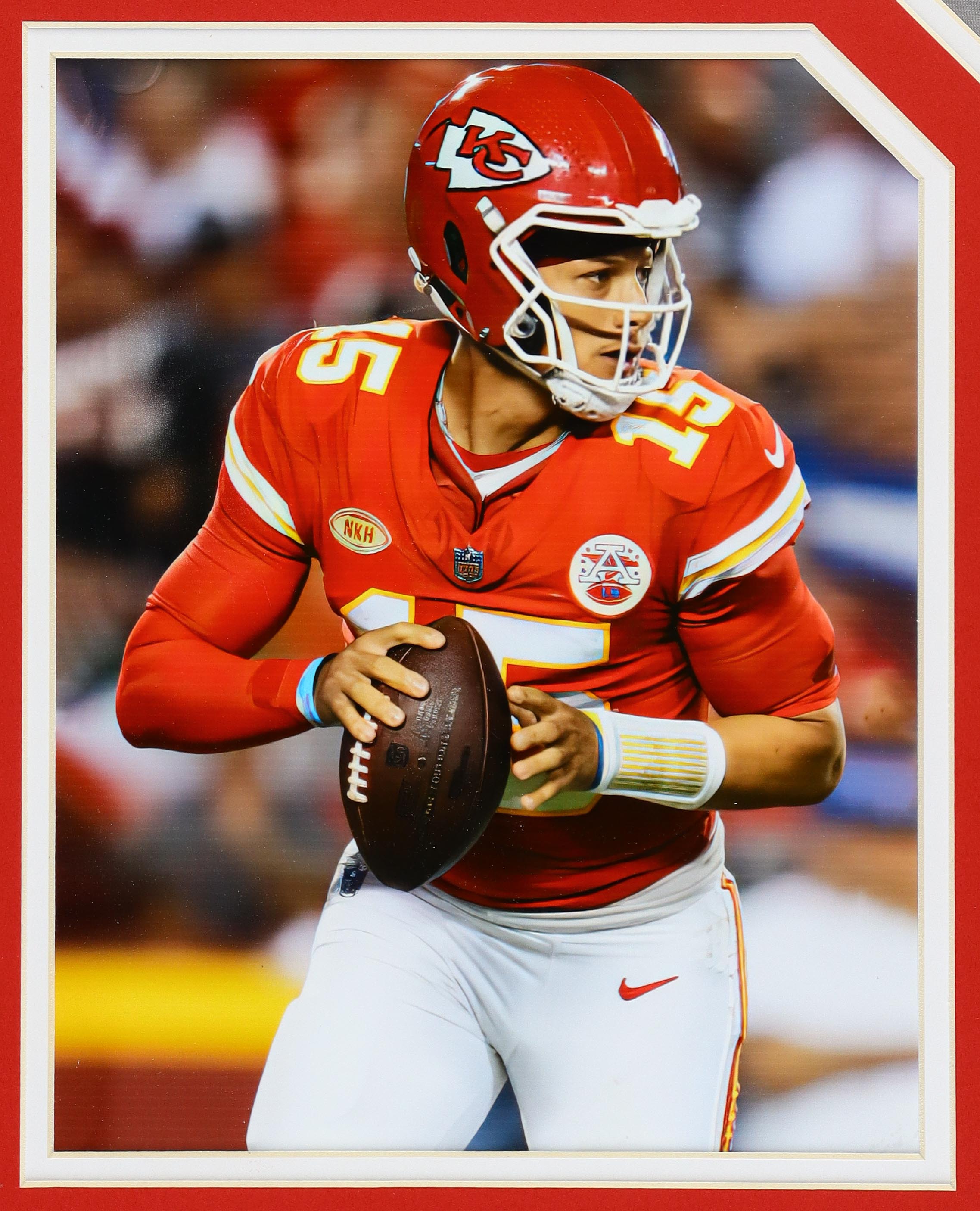 Patrick Mahomes Signed Custom Framed Chiefs Nike Jersey with Super Bowl LVII Patch (Beckett) at PristineAuction.com Patrick Mahomes Signed Custom Framed Chiefs Nike Jersey with Super Bowl LVII Patch (Beckett) at PristineAuction.com