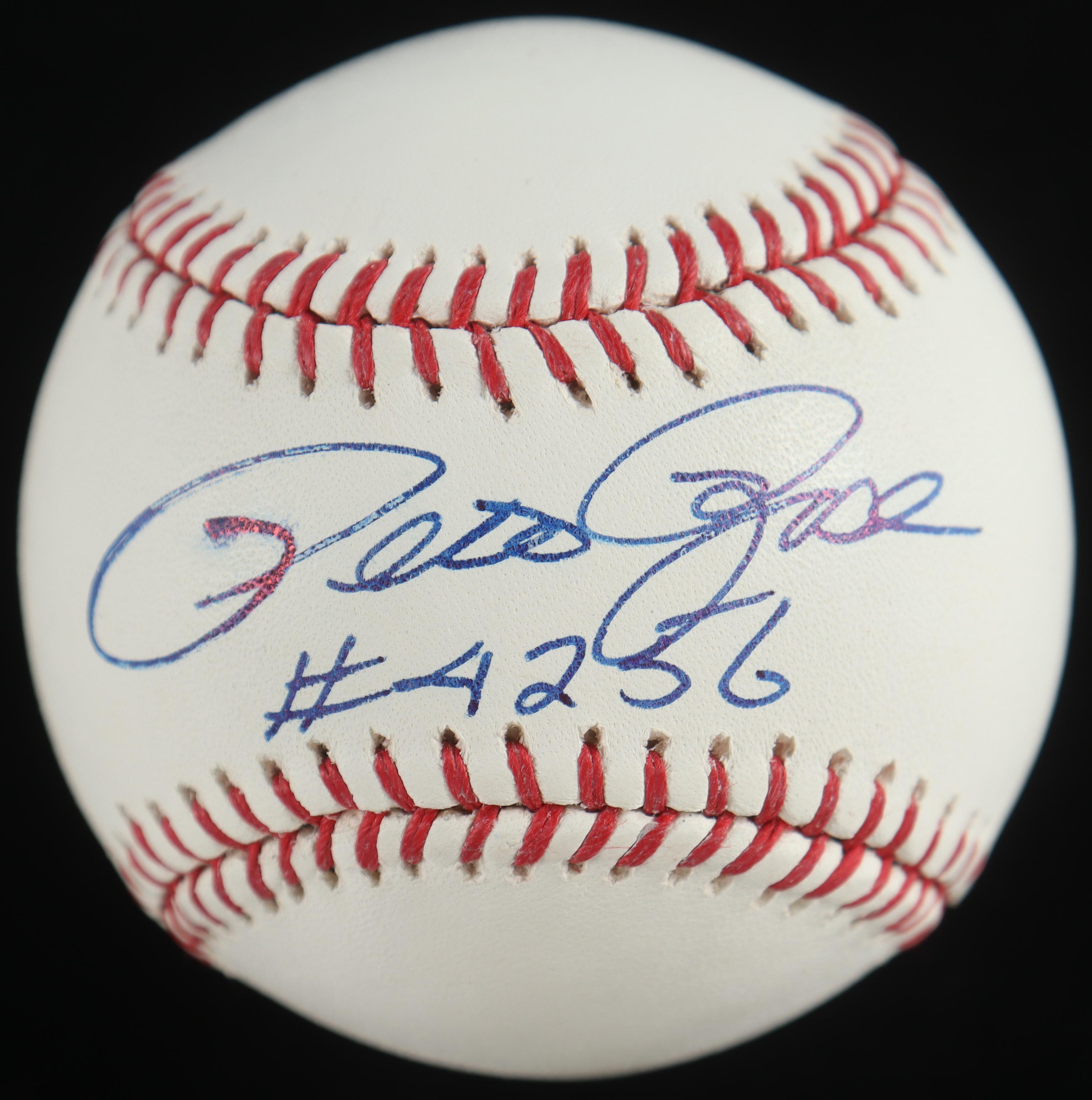 Pete Rose Signed OML Baseball Inscribed "4256" with Reds Display Case (PSA) at PristineAuction.com Pete Rose Signed OML Baseball Inscribed "4256" with Reds Display Case (PSA) at PristineAuction.com
