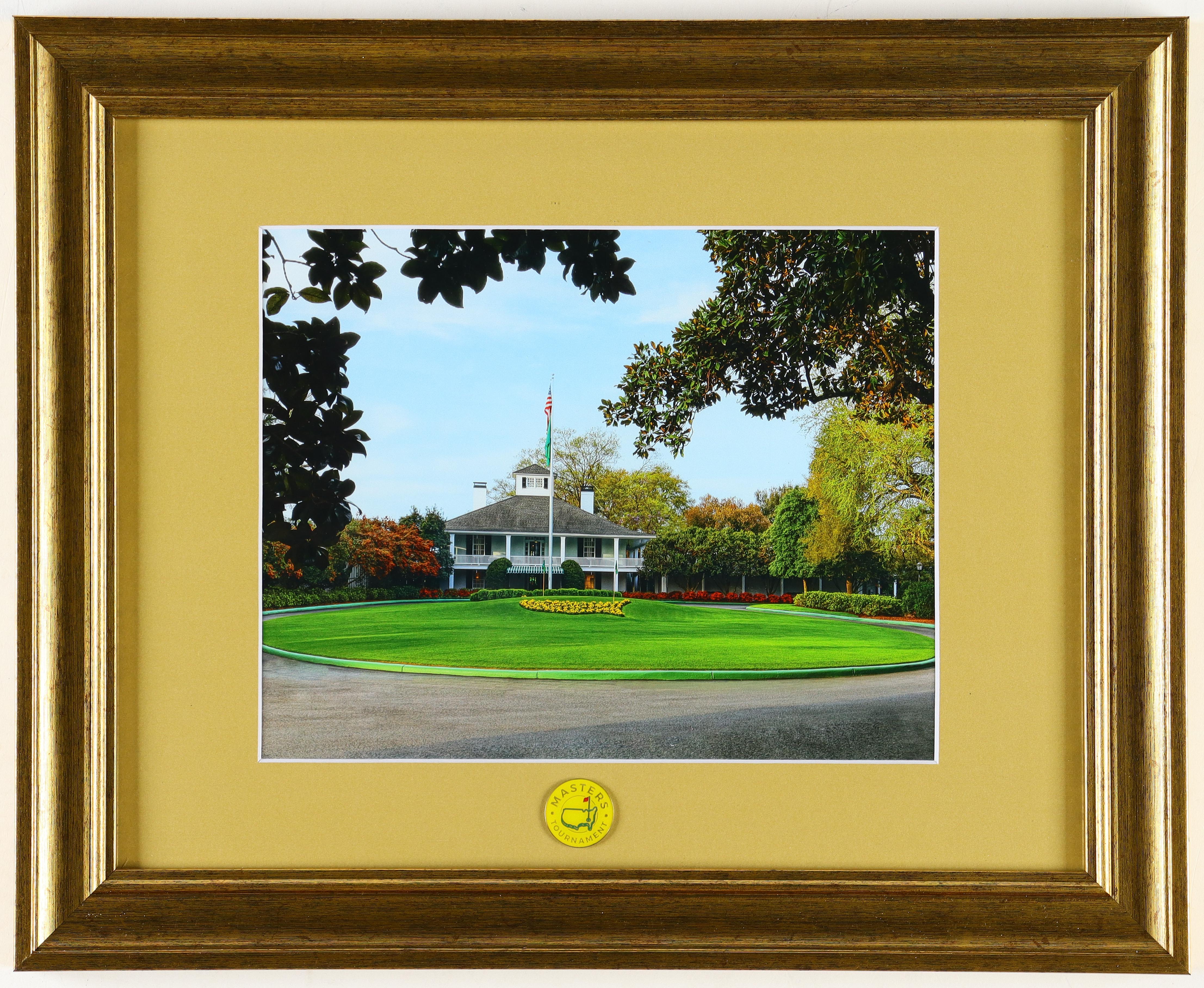 "The Clubhouse at Augusta National" Custom Framed Photo Display with Official Masters Tournament Pin at PristineAuction.com "The Clubhouse at Augusta National" Custom Framed Photo Display with Official Masters Tournament Pin at PristineAuction.com