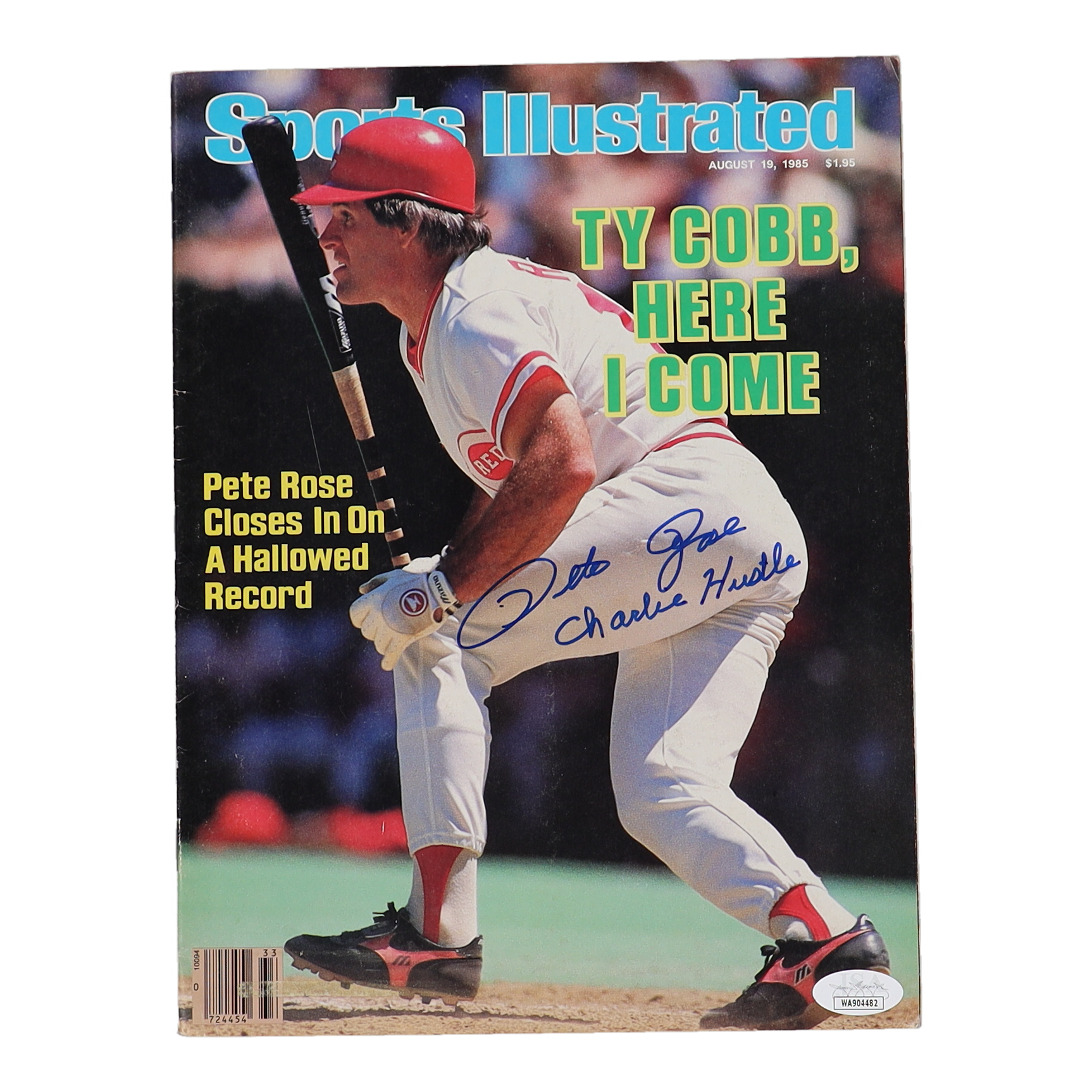 Pete Rose Signed Reds 1985 Sports Illustrated Magazine Inscribed "Charlie Hustle" (JSA) at PristineAuction.com Pete Rose Signed Reds 1985 Sports Illustrated Magazine Inscribed "Charlie Hustle" (JSA) at PristineAuction.com