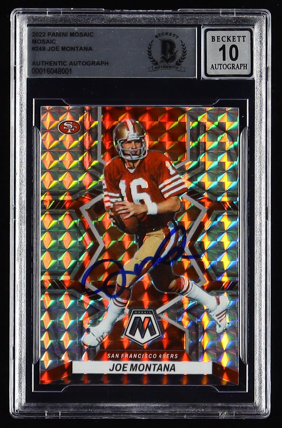 Joe Montana Signed 2022 Panini Mosaic Mosaic #248 (BGS | Autograph Grade 10) at PristineAuction.com Joe Montana Signed 2022 Panini Mosaic Mosaic #248 (BGS | Autograph Grade 10) at PristineAuction.com