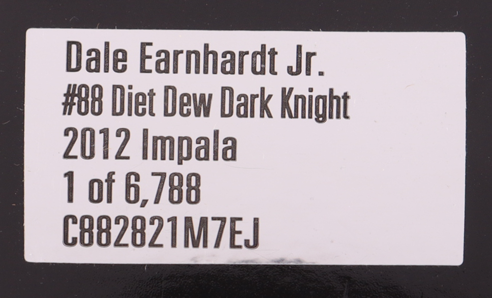Dale Earnhardt Jr. Signed LE 2012 NASCAR #88 Diet Dew Dark Knight Impala - 1:24 Premium Diecast Car (Dale Jr.) at PristineAuction.com Dale Earnhardt Jr. Signed LE 2012 NASCAR #88 Diet Dew Dark Knight Impala - 1:24 Premium Diecast Car (Dale Jr.) at PristineAuction.com