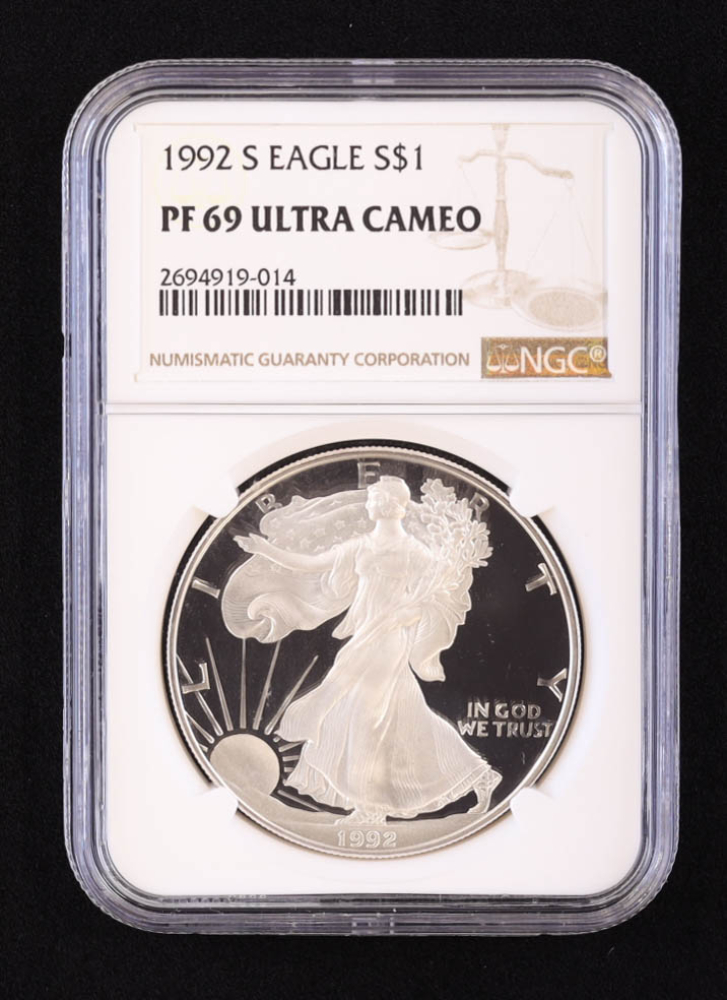 1987-S $1 Silver Eagle PR70 Ultra Cameo NGC. NGC Census: (2830). Lot #52183 Heri