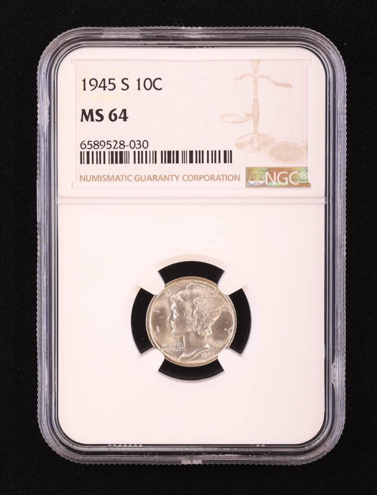 1945-S Mercury Silver Dime (NGC MS64) at PristineAuction.com 1945-S Mercury Silver Dime (NGC MS64) at PristineAuction.com