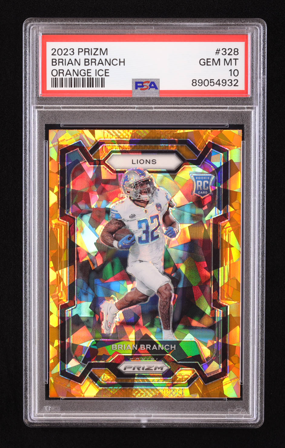 Brian Branch 2023 Panini Prizm Prizms Orange Ice #328 RC (PSA 10) at PristineAuction.com Brian Branch 2023 Panini Prizm Prizms Orange Ice #328 RC (PSA 10) at PristineAuction.com
