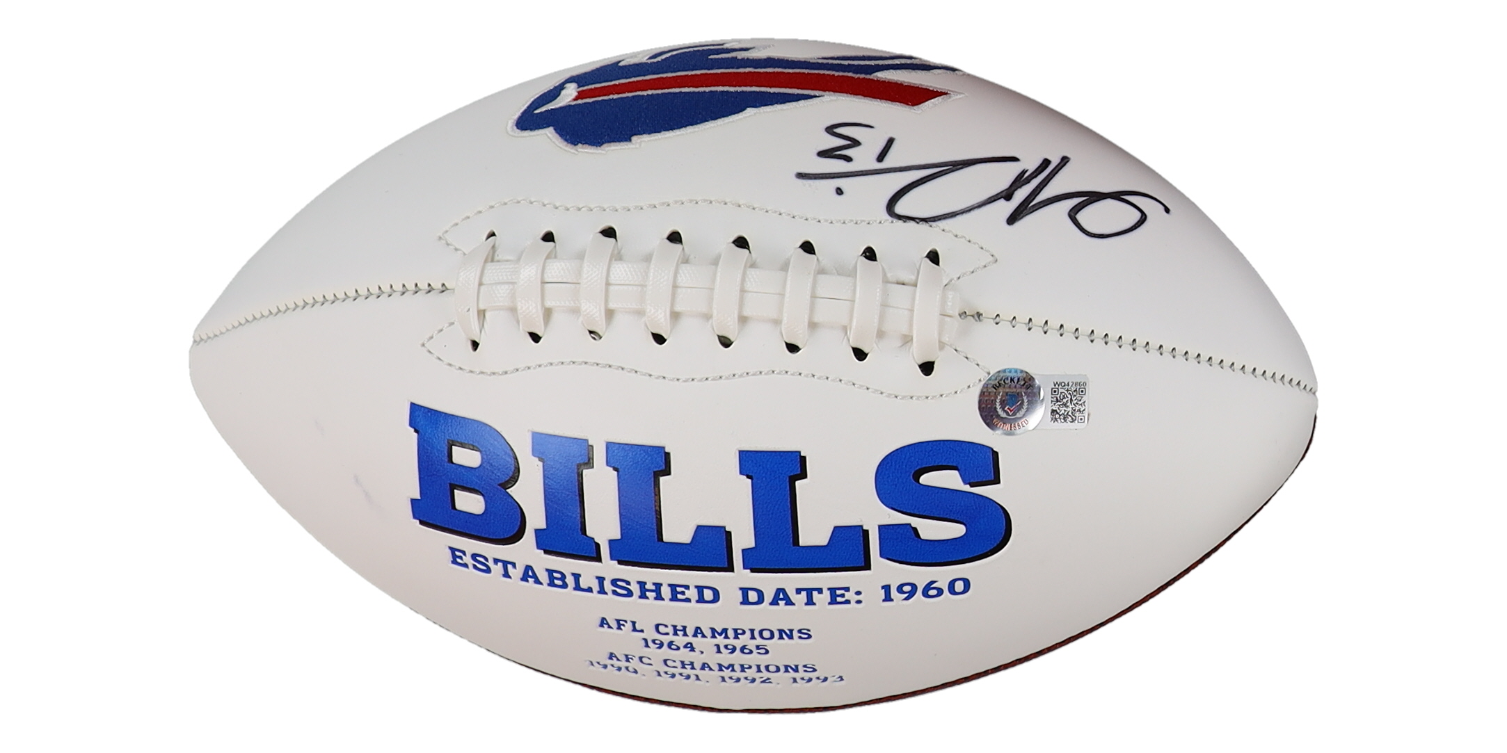 Gabe Davis Signed Bills Logo Football (Beckett) at PristineAuction.com Gabe Davis Signed Bills Logo Football (Beckett) at PristineAuction.com