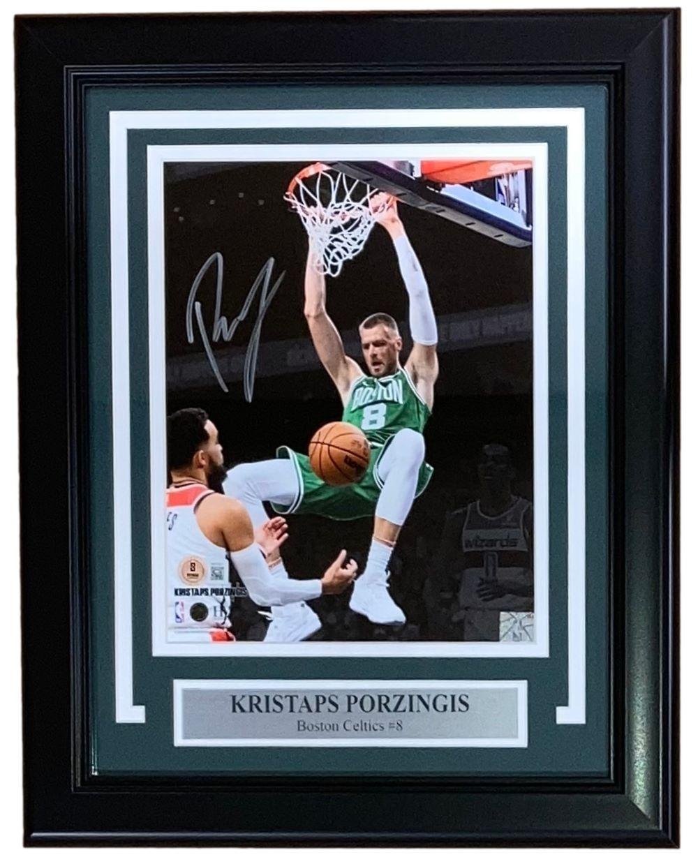 Kristaps Porzingis Signed Celtics Custom Framed Photo (Beckett) at PristineAuction.com Kristaps Porzingis Signed Celtics Custom Framed Photo (Beckett) at PristineAuction.com