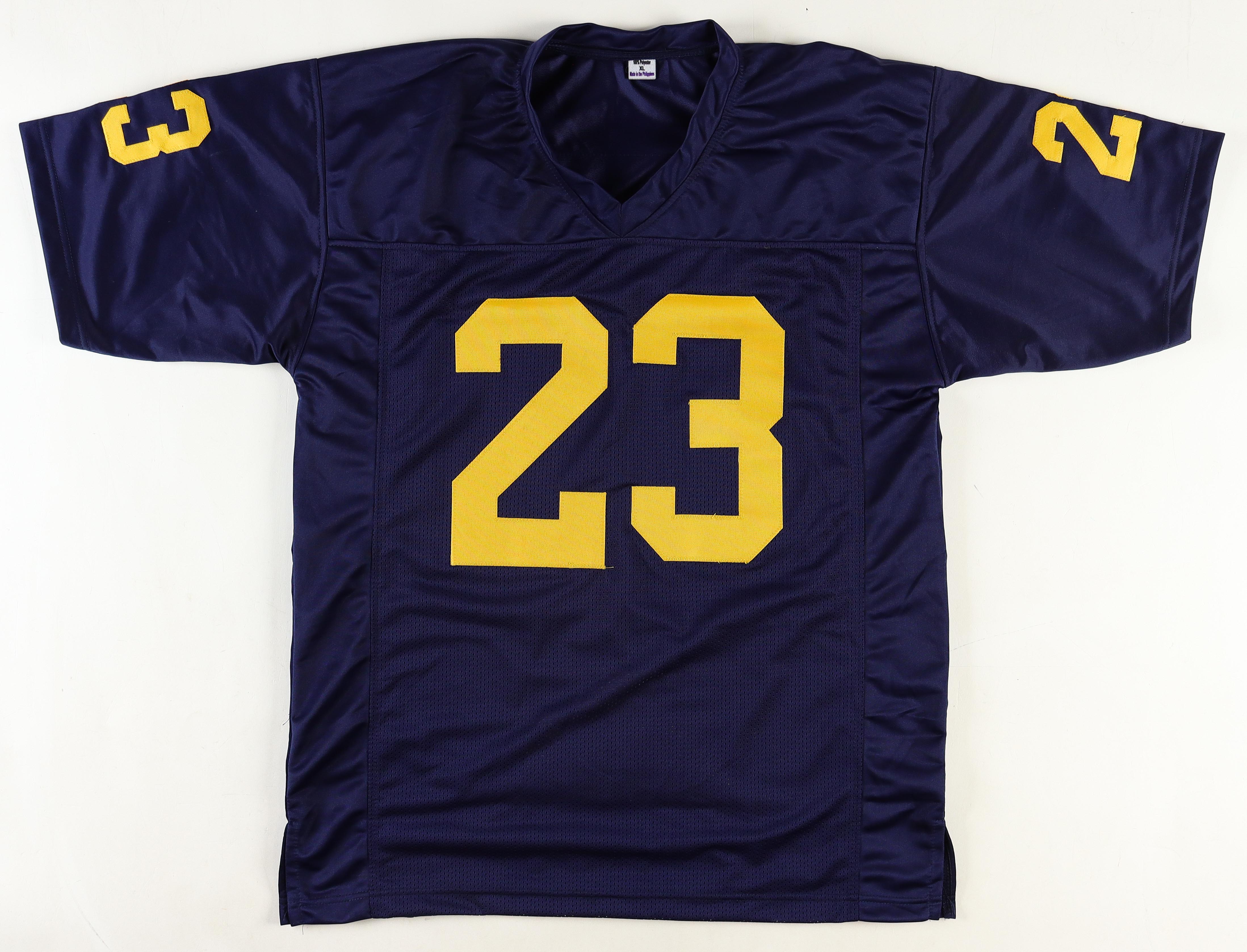 2023 Michigan Wolverines Team Highlight Stat Jersey Team-Signed by (17) with J.J. McCarthy, Blake Corum, Colston Loveland, Mike Sainristil (Beckett) at PristineAuction.com 2023 Michigan Wolverines Team Highlight Stat Jersey Team-Signed by (17) with J.J. McCarthy, Blake Corum, Colston Loveland, Mike Sainristil (Beckett) at PristineAuction.com