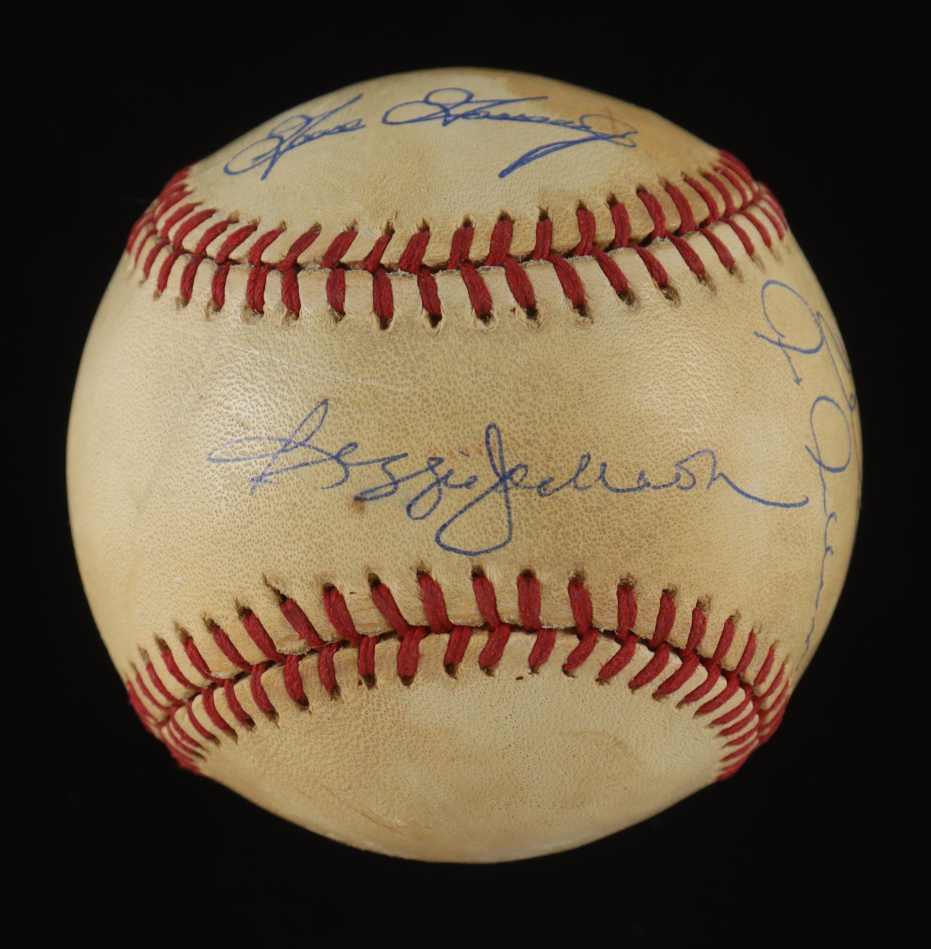 1978 World Series Baseball With Display Case & World Series Pin Signed By (7) With Bucky Dent, Reggie Jackson, Graig Nettles, Lou Piniella (Beckett) at PristineAuction.com 1978 World Series Baseball With Display Case & World Series Pin Signed By (7) With Bucky Dent, Reggie Jackson, Graig Nettles, Lou Piniella (Beckett) at PristineAuction.com