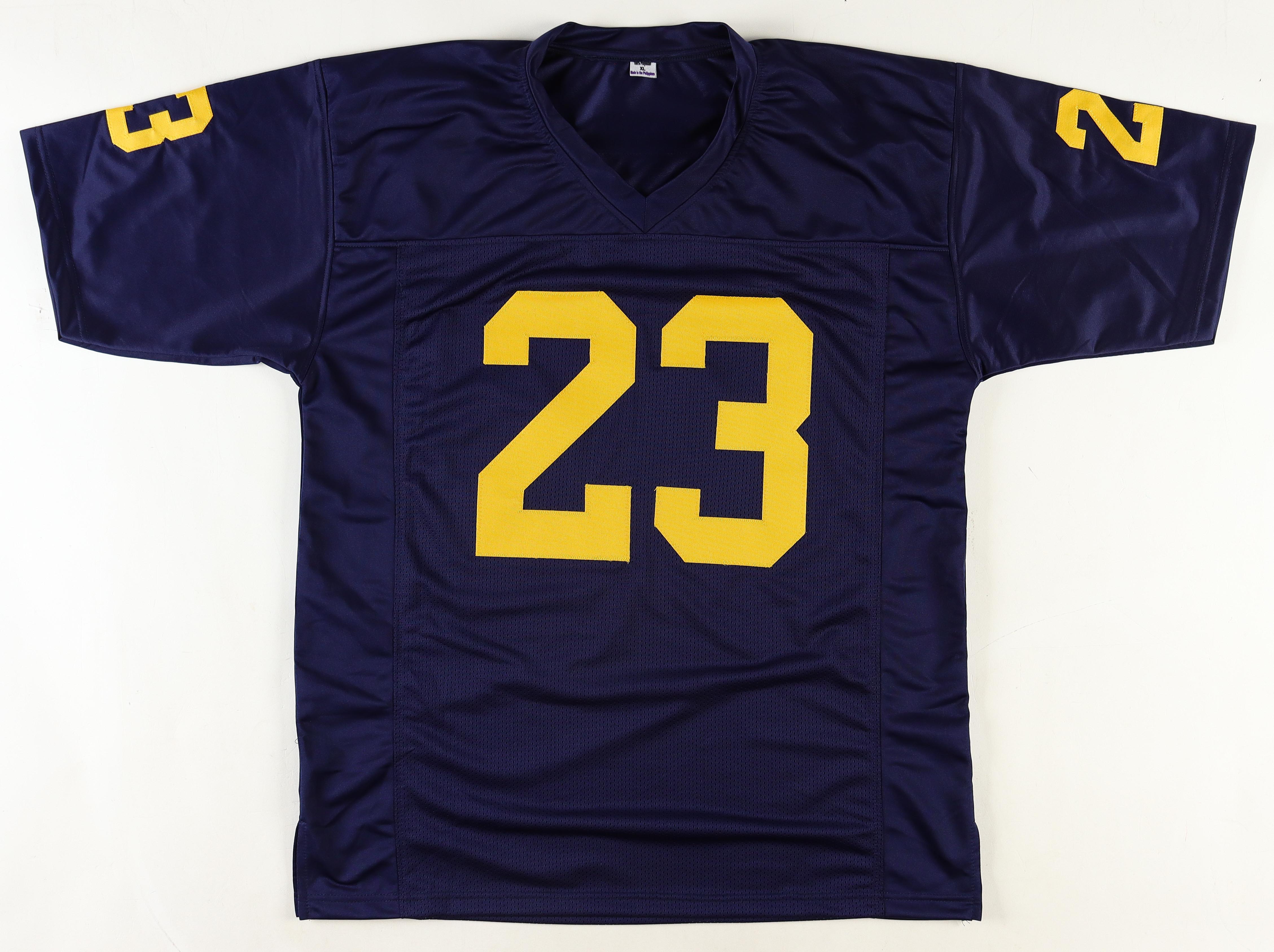2023 Michigan Wolverines Jersey Team-Signed by (16) with J.J. McCarthy, Blake Corum, Colston Loveland, Mike Sainristil Inscribed "23 Champs" (Beckett) at PristineAuction.com 2023 Michigan Wolverines Jersey Team-Signed by (16) with J.J. McCarthy, Blake Corum, Colston Loveland, Mike Sainristil Inscribed "23 Champs" (Beckett) at PristineAuction.com