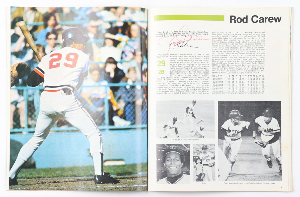 1975 Twins Yearbook Signed By (17) with Rod Carew, Tony Oliva, Bert Blyleven, Lyman Bostock (Beckett) at PristineAuction.com 1975 Twins Yearbook Signed By (17) with Rod Carew, Tony Oliva, Bert Blyleven, Lyman Bostock (Beckett) at PristineAuction.com