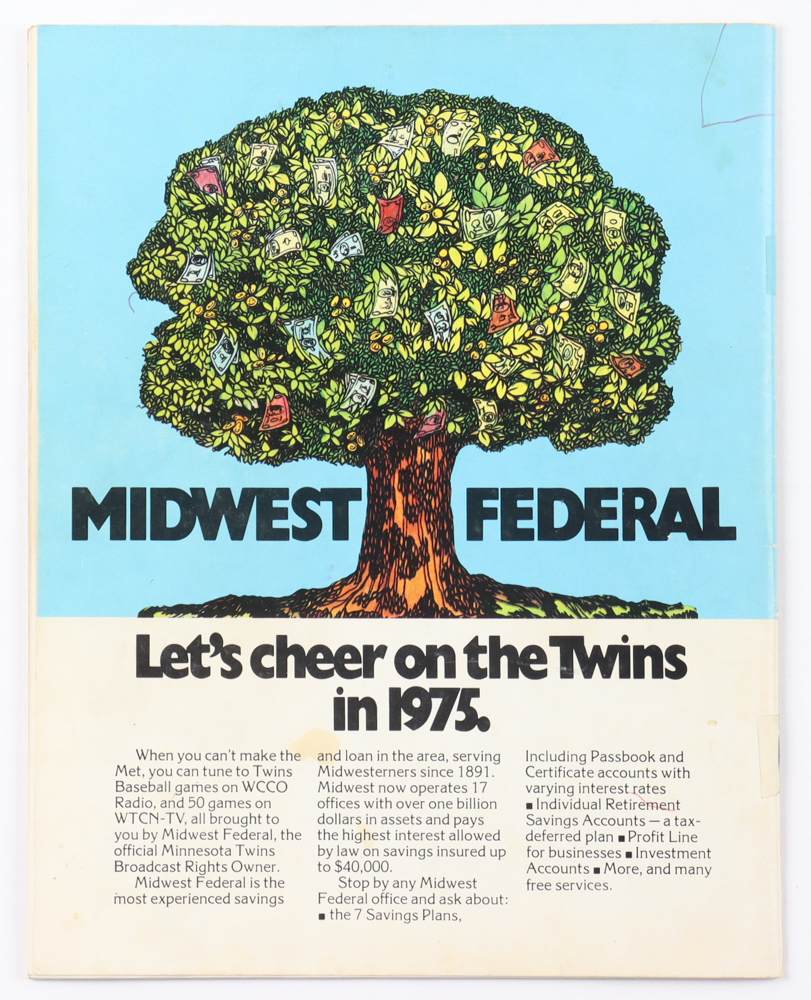 1975 Twins Yearbook Signed By (17) with Rod Carew, Tony Oliva, Bert Blyleven, Lyman Bostock (Beckett) at PristineAuction.com 1975 Twins Yearbook Signed By (17) with Rod Carew, Tony Oliva, Bert Blyleven, Lyman Bostock (Beckett) at PristineAuction.com