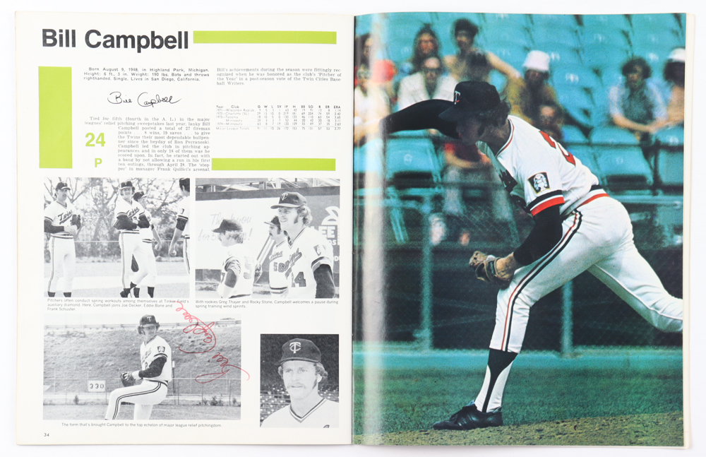 1975 Twins Yearbook Signed By (17) with Rod Carew, Tony Oliva, Bert Blyleven, Lyman Bostock (Beckett) at PristineAuction.com 1975 Twins Yearbook Signed By (17) with Rod Carew, Tony Oliva, Bert Blyleven, Lyman Bostock (Beckett) at PristineAuction.com
