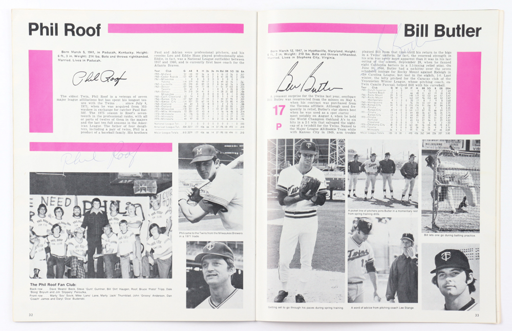 1975 Twins Yearbook Signed By (17) with Rod Carew, Tony Oliva, Bert Blyleven, Lyman Bostock (Beckett) at PristineAuction.com 1975 Twins Yearbook Signed By (17) with Rod Carew, Tony Oliva, Bert Blyleven, Lyman Bostock (Beckett) at PristineAuction.com