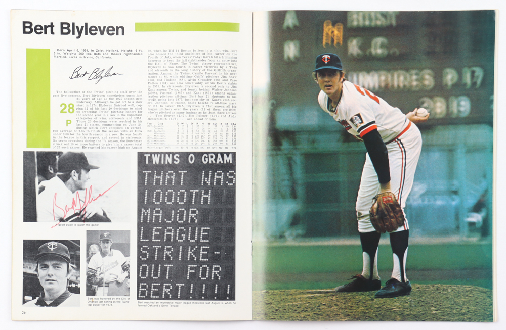 1975 Twins Yearbook Signed By (17) with Rod Carew, Tony Oliva, Bert Blyleven, Lyman Bostock (Beckett) at PristineAuction.com 1975 Twins Yearbook Signed By (17) with Rod Carew, Tony Oliva, Bert Blyleven, Lyman Bostock (Beckett) at PristineAuction.com