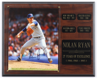 Nolan Ryan Signed Rangers Photo Plaque Display (Beckett) at PristineAuction.com