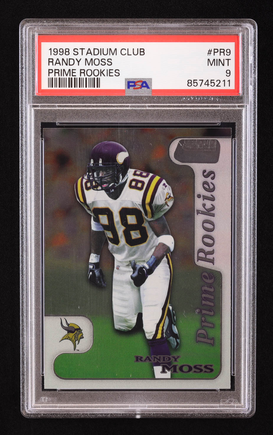 Randy Moss 1998 Stadium Club Prime Rookies #PR9 RC (PSA 9) at PristineAuction.com Randy Moss 1998 Stadium Club Prime Rookies #PR9 RC (PSA 9) at PristineAuction.com