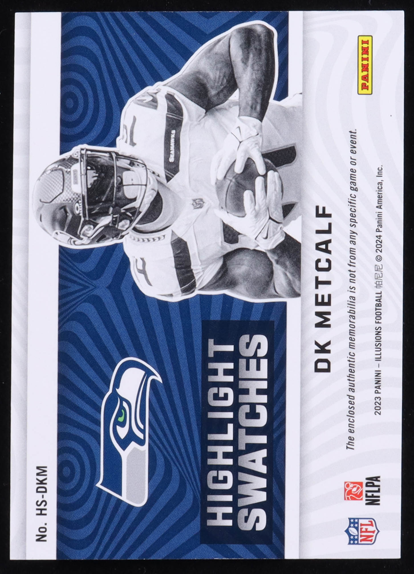 D.K. Metcalf 2023 Panini Illusions Highlight Swatches #12 at PristineAuction.com D.K. Metcalf 2023 Panini Illusions Highlight Swatches #12 at PristineAuction.com