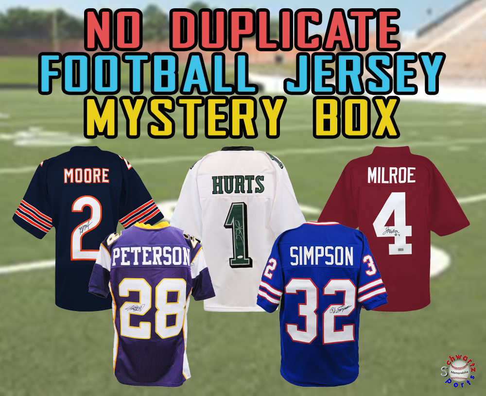NO DUPLICATE Signed Football Jersey Mystery Box - Series 11 (Limited to 75) - Schwartz Sports at PristineAuction.com NO DUPLICATE Signed Football Jersey Mystery Box - Series 11 (Limited to 75) - Schwartz Sports at PristineAuction.com