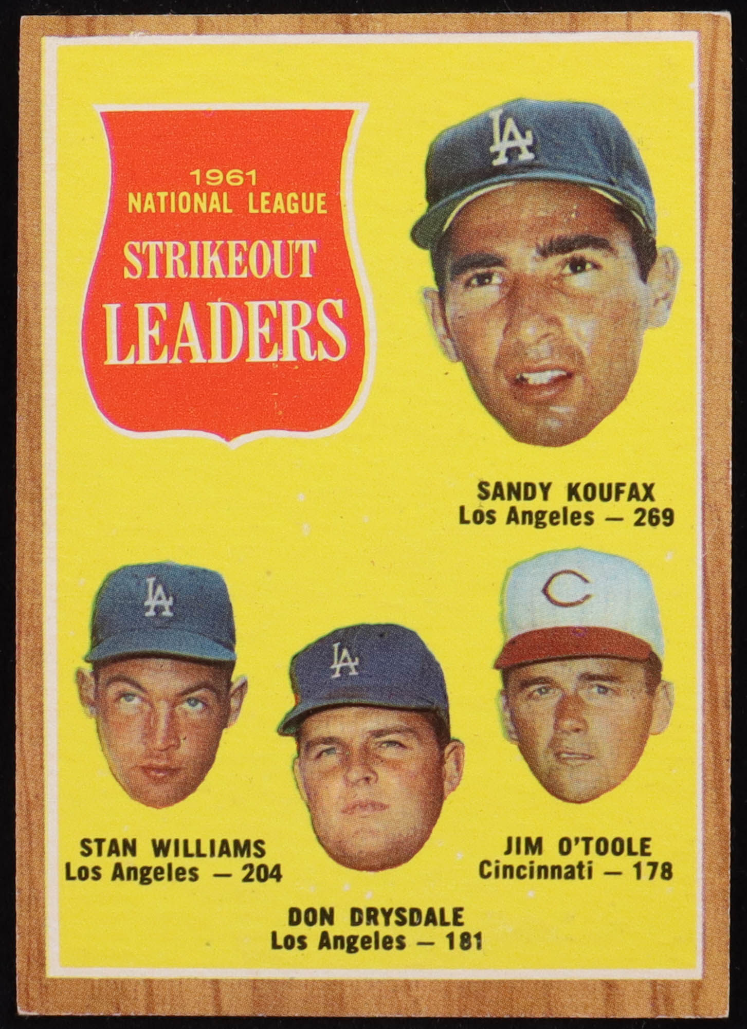 1962 Topps #60 NL Strikeout Leaders / Sandy Koufax / Stan Williams / Don Drysdale / Jim O'Toole at PristineAuction.com 1962 Topps #60 NL Strikeout Leaders / Sandy Koufax / Stan Williams / Don Drysdale / Jim O'Toole at PristineAuction.com