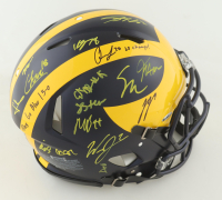 2023 Michigan Wolverines Full-Size Authentic On-Field Speed Helmet Team-Signed by (17) with J.J. McCarthy, Blake Corum, Roman Wilson, Colston Loveland Inscribed "Go Blue 15-0" & "23 Champs!" (Beckett) at PristineAuction.com