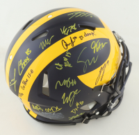 2023 Michigan Wolverines Full-Size Authentic On-Field Speed Helmet Team-Signed by (17) with J.J. McCarthy, Blake Corum, Roman Wilson, Colston Loveland Inscribed "Go Blue 15-0" & "23 Champs!" (Beckett) at PristineAuction.com