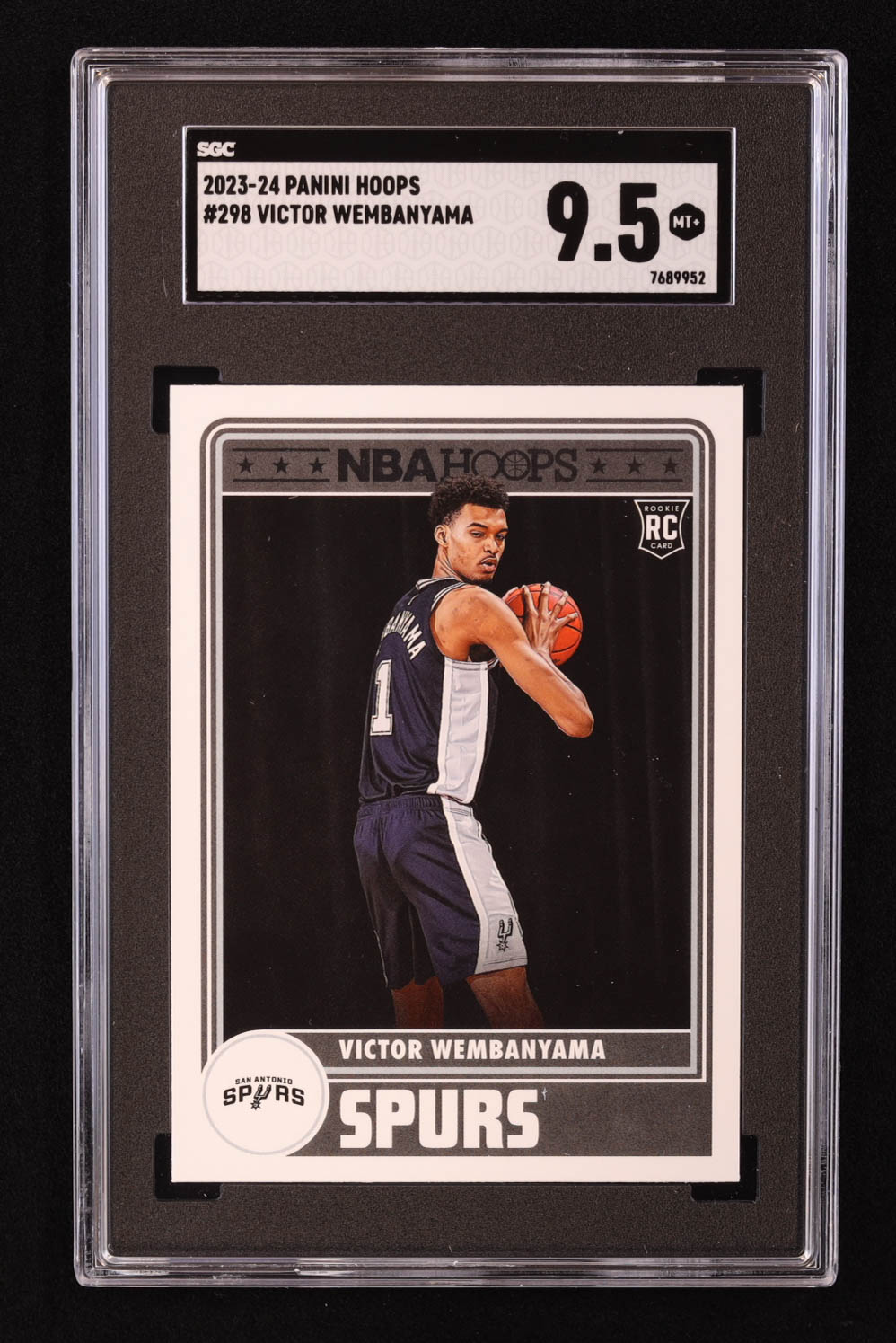 Victor Wembanyama 2023-24 Hoops #298 RC (SGC 9.5) at PristineAuction.com Victor Wembanyama 2023-24 Hoops #298 RC (SGC 9.5) at PristineAuction.com