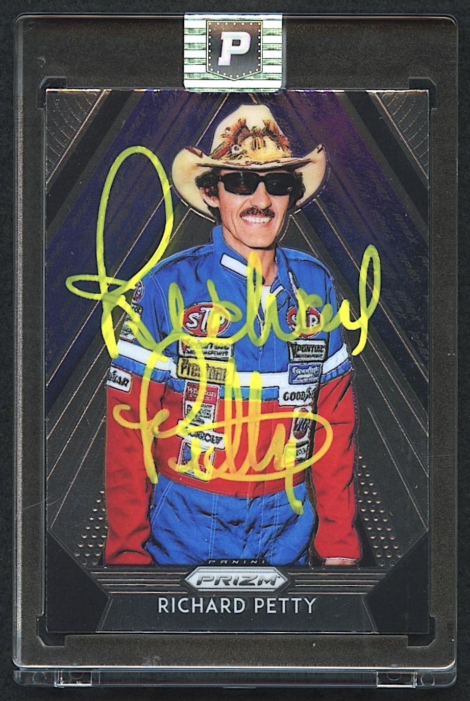 Richard Petty Signed 2019 Panini Prizm Apex #6 (PA Encapsulated) at PristineAuction.com Richard Petty Signed 2019 Panini Prizm Apex #6 (PA Encapsulated) at PristineAuction.com