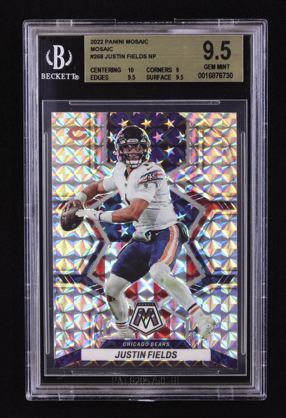 Justin Fields 2022 Panini Mosaic Mosaic #268 NP (BGS 9.5) at PristineAuction.com Justin Fields 2022 Panini Mosaic Mosaic #268 NP (BGS 9.5) at PristineAuction.com