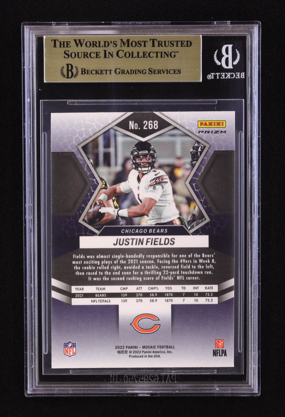 Justin Fields 2022 Panini Mosaic Mosaic #268 NP (BGS 9.5) at PristineAuction.com Justin Fields 2022 Panini Mosaic Mosaic #268 NP (BGS 9.5) at PristineAuction.com