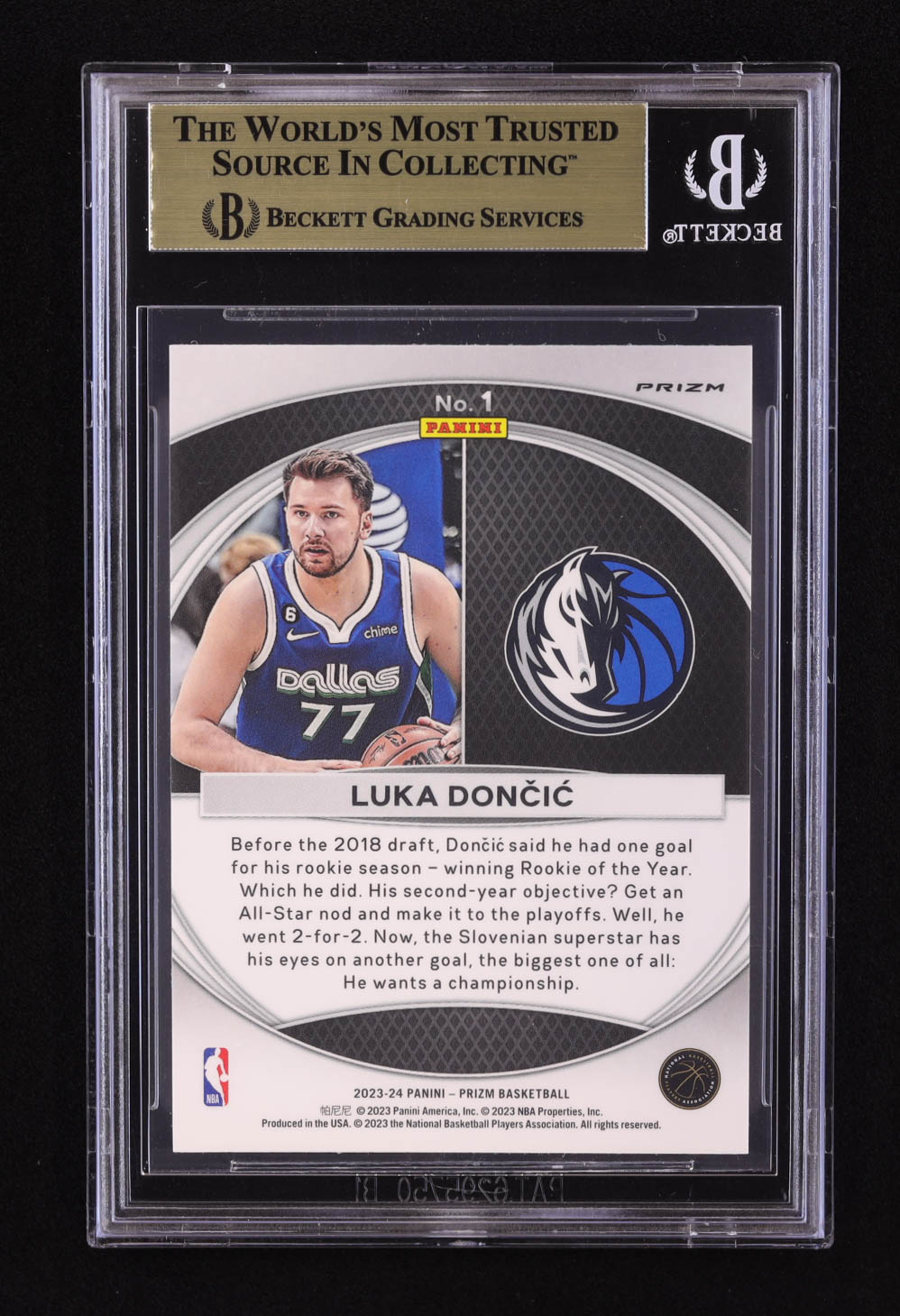 Luka Doncic 2023-24 Panini Prizm Global Reach Prizms Green #1 (BGS 9.5) at PristineAuction.com Luka Doncic 2023-24 Panini Prizm Global Reach Prizms Green #1 (BGS 9.5) at PristineAuction.com
