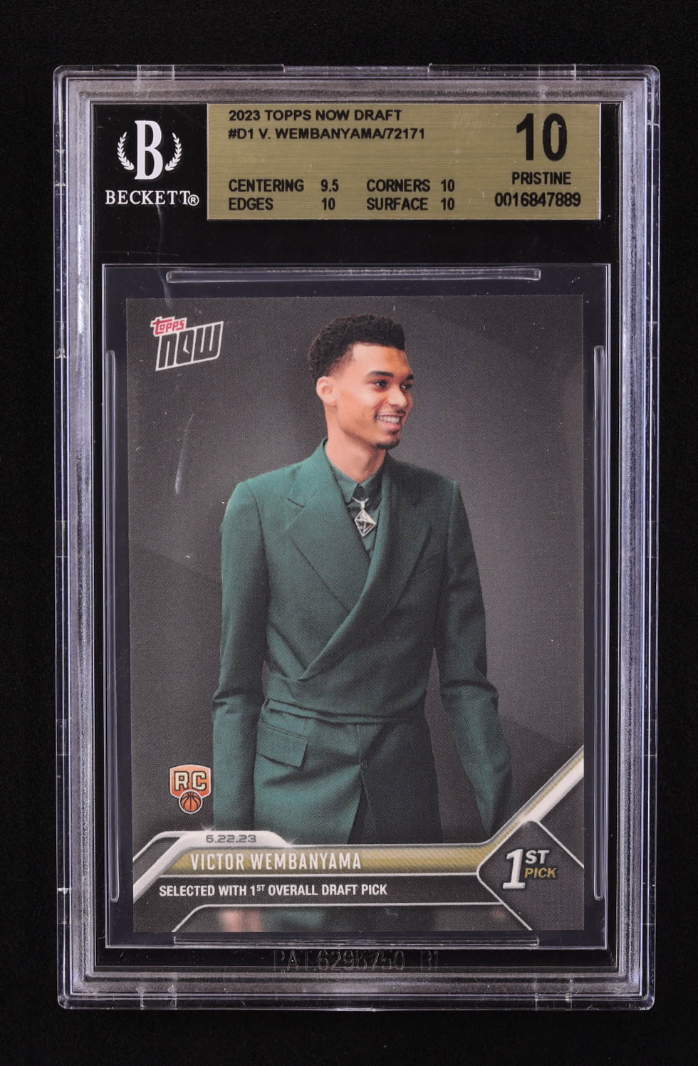 Victor Wembanyama 2023 Topps Now Draft #D1 RC (BGS 10) at PristineAuction.com Victor Wembanyama 2023 Topps Now Draft #D1 RC (BGS 10) at PristineAuction.com