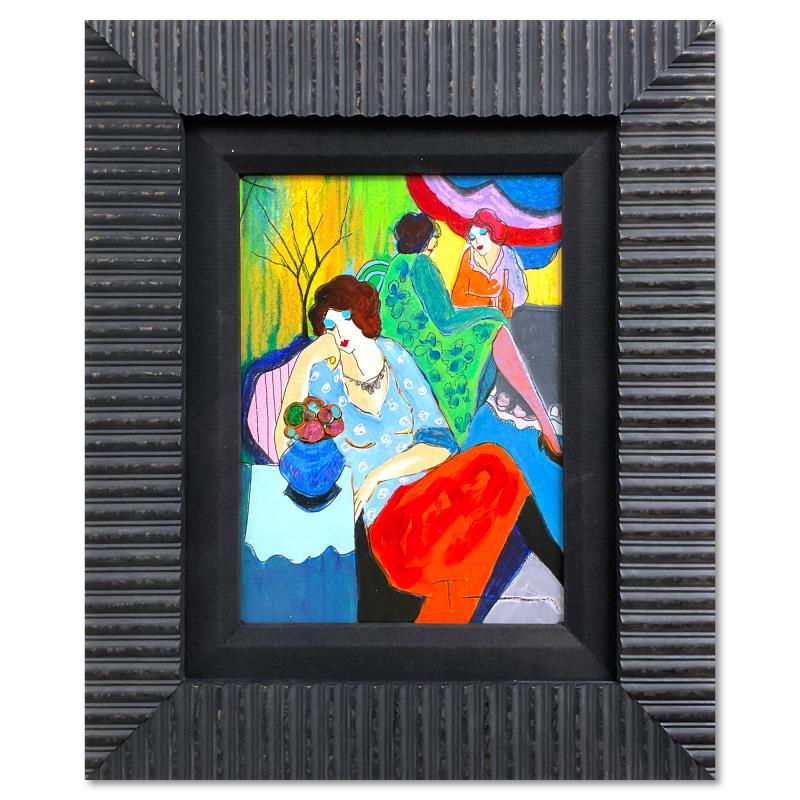 "Quiet Afternoon" 18x15 Custom Framed One-of-a-Kind Mixed Media over Paint on Wood by Itzchak Tarkay (PA) at PristineAuction.com "Quiet Afternoon" 18x15 Custom Framed One-of-a-Kind Mixed Media over Paint on Wood by Itzchak Tarkay (PA) at PristineAuction.com