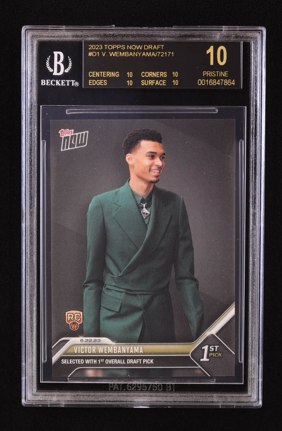 Victor Wembanyama 2023 Topps Now Draft #D1 RC (BGS Black Label 10) at PristineAuction.com Victor Wembanyama 2023 Topps Now Draft #D1 RC (BGS Black Label 10) at PristineAuction.com
