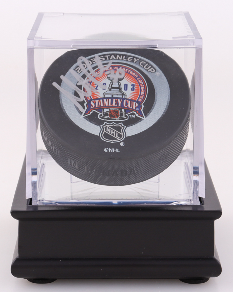 Martin Brodeur Signed 2003 Stanley Cup Champions Puck with Display Case (Steiner) at PristineAuction.com Martin Brodeur Signed 2003 Stanley Cup Champions Puck with Display Case (Steiner) at PristineAuction.com