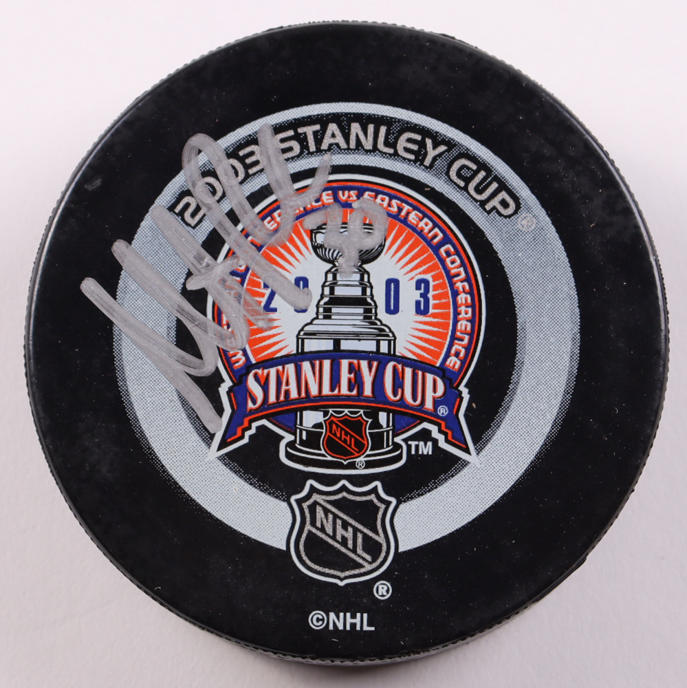 Martin Brodeur Signed 2003 Stanley Cup Champions Puck with Display Case (Steiner) at PristineAuction.com Martin Brodeur Signed 2003 Stanley Cup Champions Puck with Display Case (Steiner) at PristineAuction.com