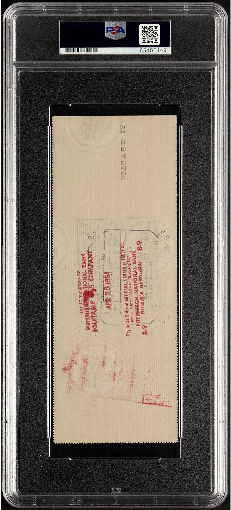 Branch Rickey Signed 1964 Personal Bank Check (PSA | Autograph Graded ...