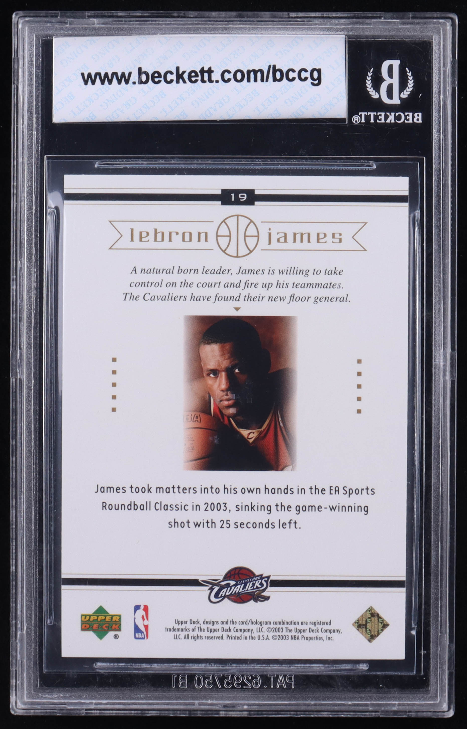 LeBron James 2003 Upper Deck LeBron James Box Set #19 RC / Time to Take Control (BCCG 10) at PristineAuction.com LeBron James 2003 Upper Deck LeBron James Box Set #19 RC / Time to Take Control (BCCG 10) at PristineAuction.com