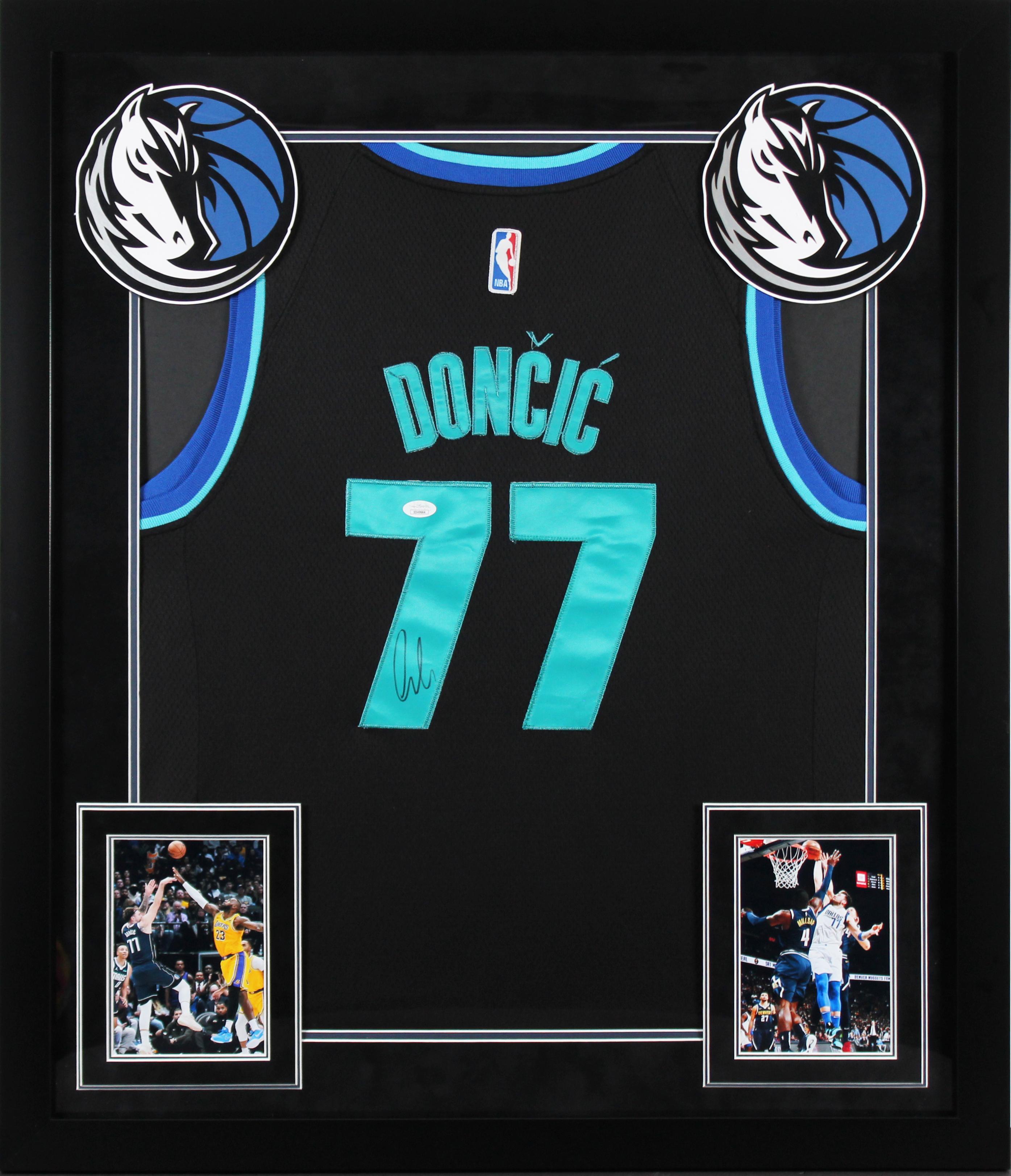 Luka Doncic Signed Maverics Custom Framed Nike Swingman Jersey (JSA) at PristineAuction.com Luka Doncic Signed Maverics Custom Framed Nike Swingman Jersey (JSA) at PristineAuction.com