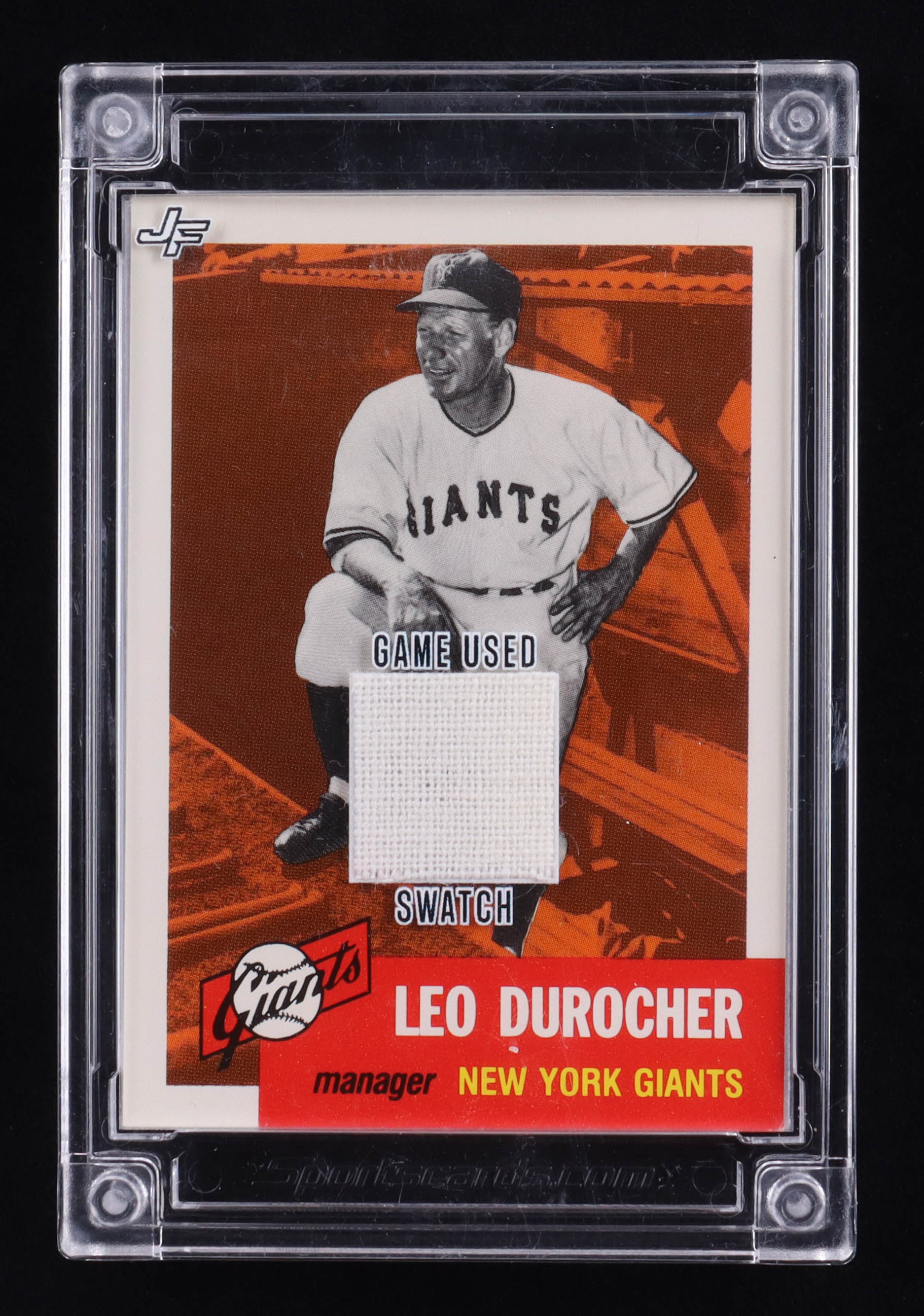 Leo Durocher 2022 Sportscards.com Jersey Fusion Game-Used Swatch #LD63 at PristineAuction.com Leo Durocher 2022 Sportscards.com Jersey Fusion Game-Used Swatch #LD63 at PristineAuction.com