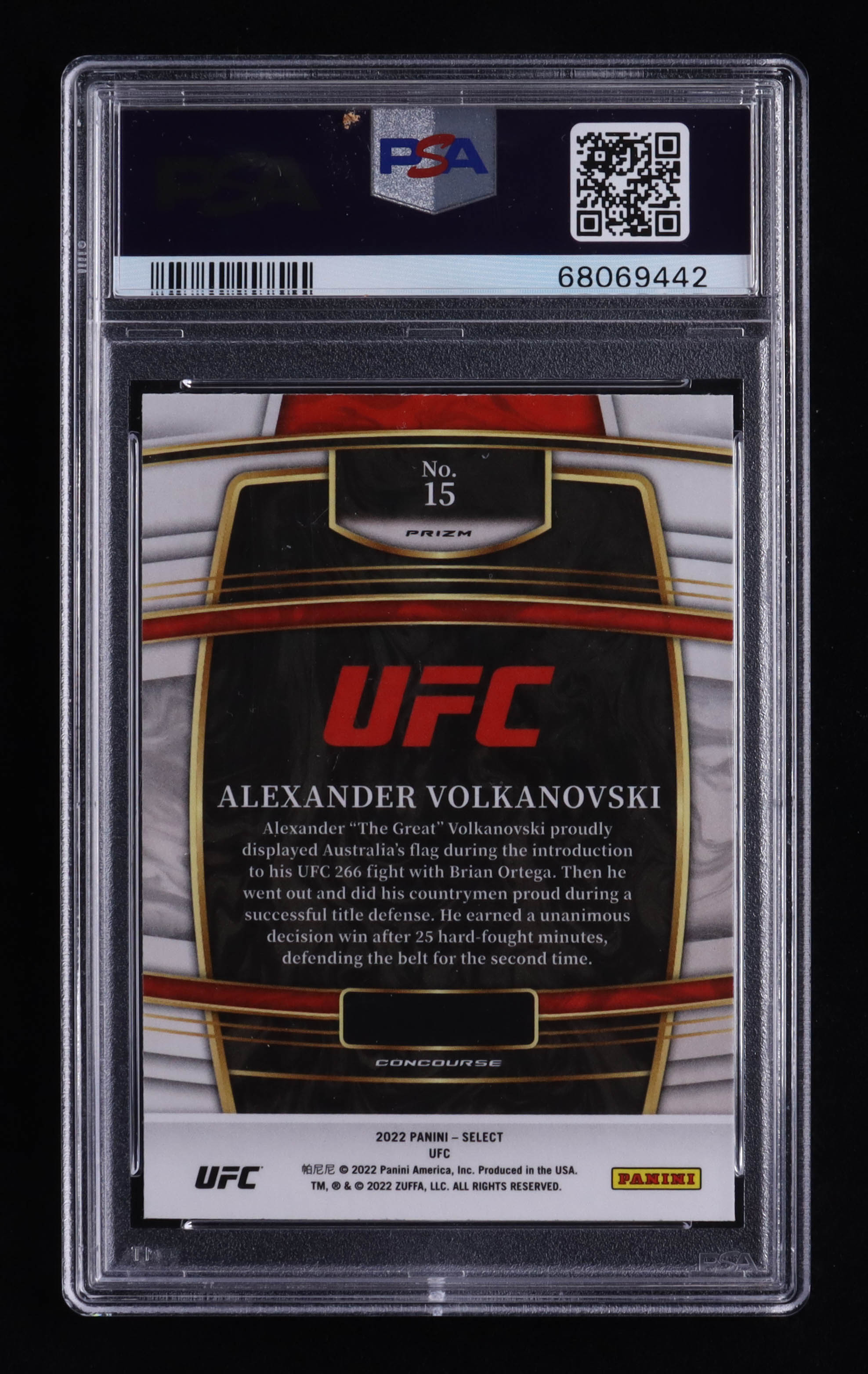 Alexander Volkanovski 2022 Select UFC Prizms Tri-Color #15 (PSA 10) at PristineAuction.com Alexander Volkanovski 2022 Select UFC Prizms Tri-Color #15 (PSA 10) at PristineAuction.com