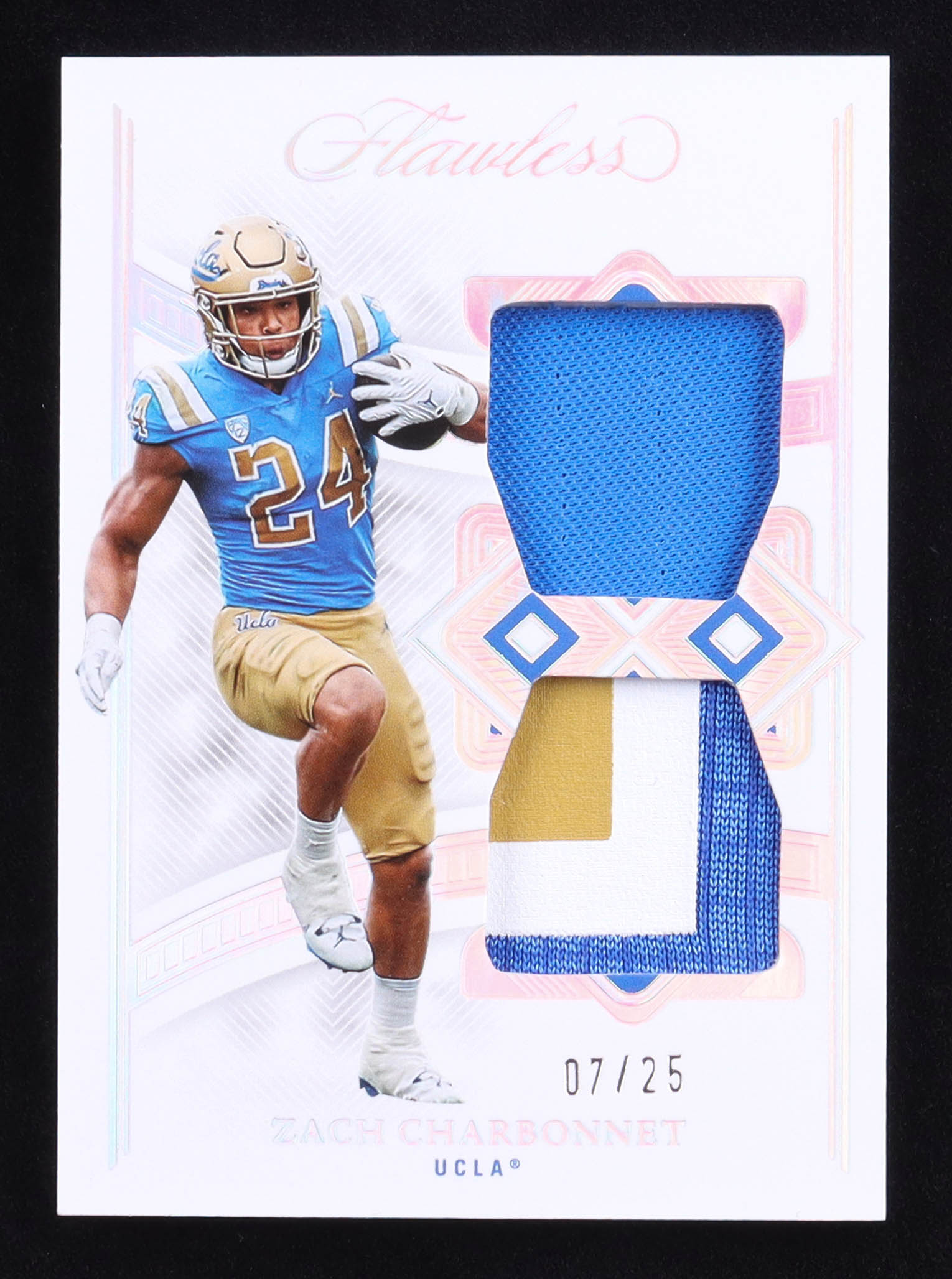 Zach Charbonnet 2023 Panini Flawless Collegiate Rookie Dual Patches #24 RC #07/25 at PristineAuction.com Zach Charbonnet 2023 Panini Flawless Collegiate Rookie Dual Patches #24 RC #07/25 at PristineAuction.com