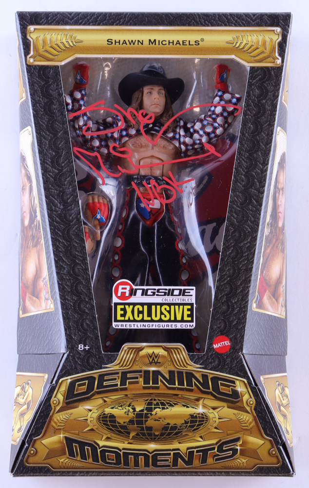 Shawn Michaels Signed WWE Defining Moments Action Figure Inscribed "HBK" (Beckett) at PristineAuction.com Shawn Michaels Signed WWE Defining Moments Action Figure Inscribed "HBK" (Beckett) at PristineAuction.com