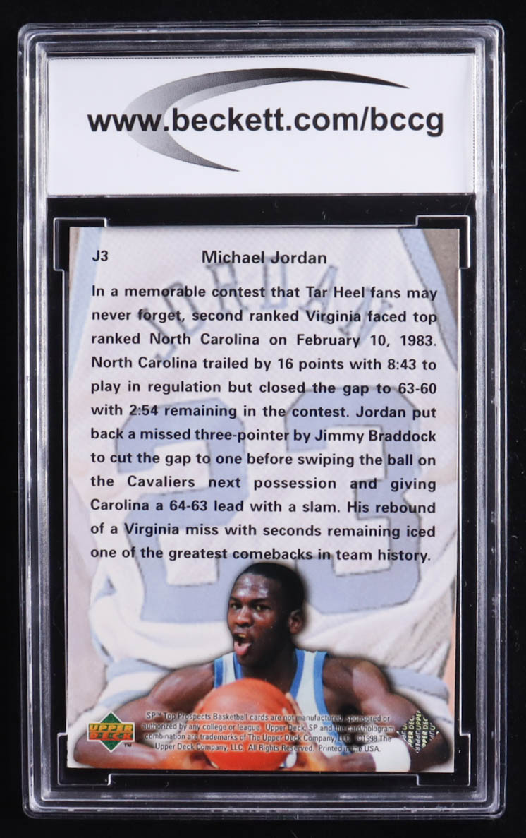 Michael Jordan 1998 SP Top Prospects Phi Beta Jordan #J3 (BCCG 10) at PristineAuction.com Michael Jordan 1998 SP Top Prospects Phi Beta Jordan #J3 (BCCG 10) at PristineAuction.com