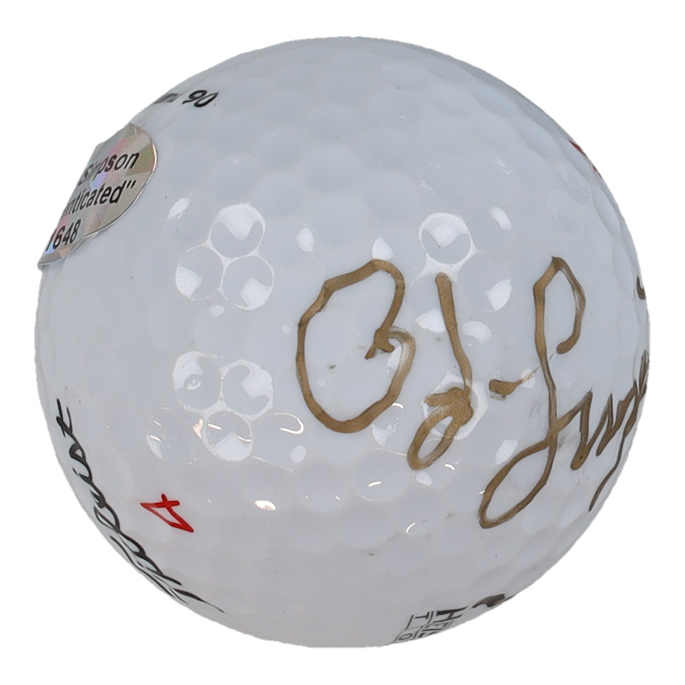 O.J. Simpson Signed Heisman Trophy Logo Golf Ball (Simpson) at PristineAuction.com O.J. Simpson Signed Heisman Trophy Logo Golf Ball (Simpson) at PristineAuction.com