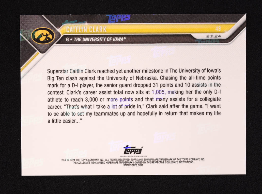 Caitlin Clark 2023-24 Bowman University Now #48 RC at PristineAuction.com Caitlin Clark 2023-24 Bowman University Now #48 RC at PristineAuction.com
